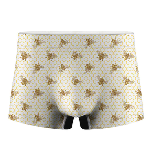 Honey Bee Hive Pattern Print Men's Boxer Briefs