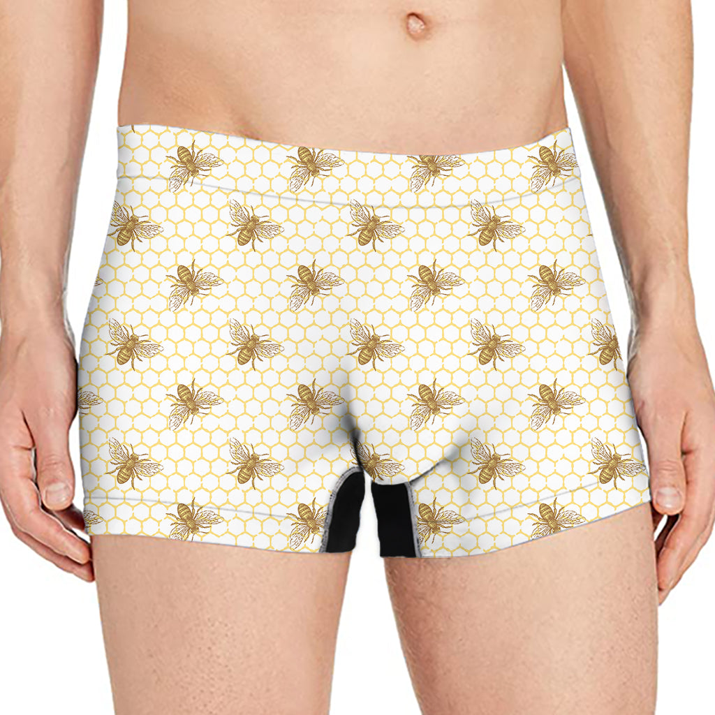 Honey Bee Hive Pattern Print Men's Boxer Briefs