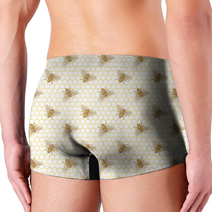 Honey Bee Hive Pattern Print Men's Boxer Briefs
