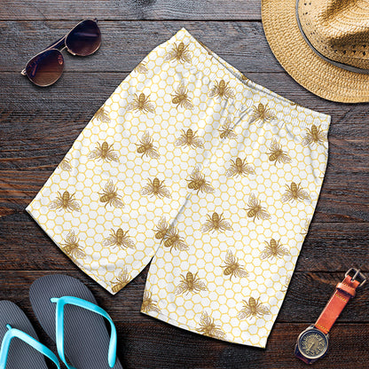 Honey Bee Hive Pattern Print Men's Shorts