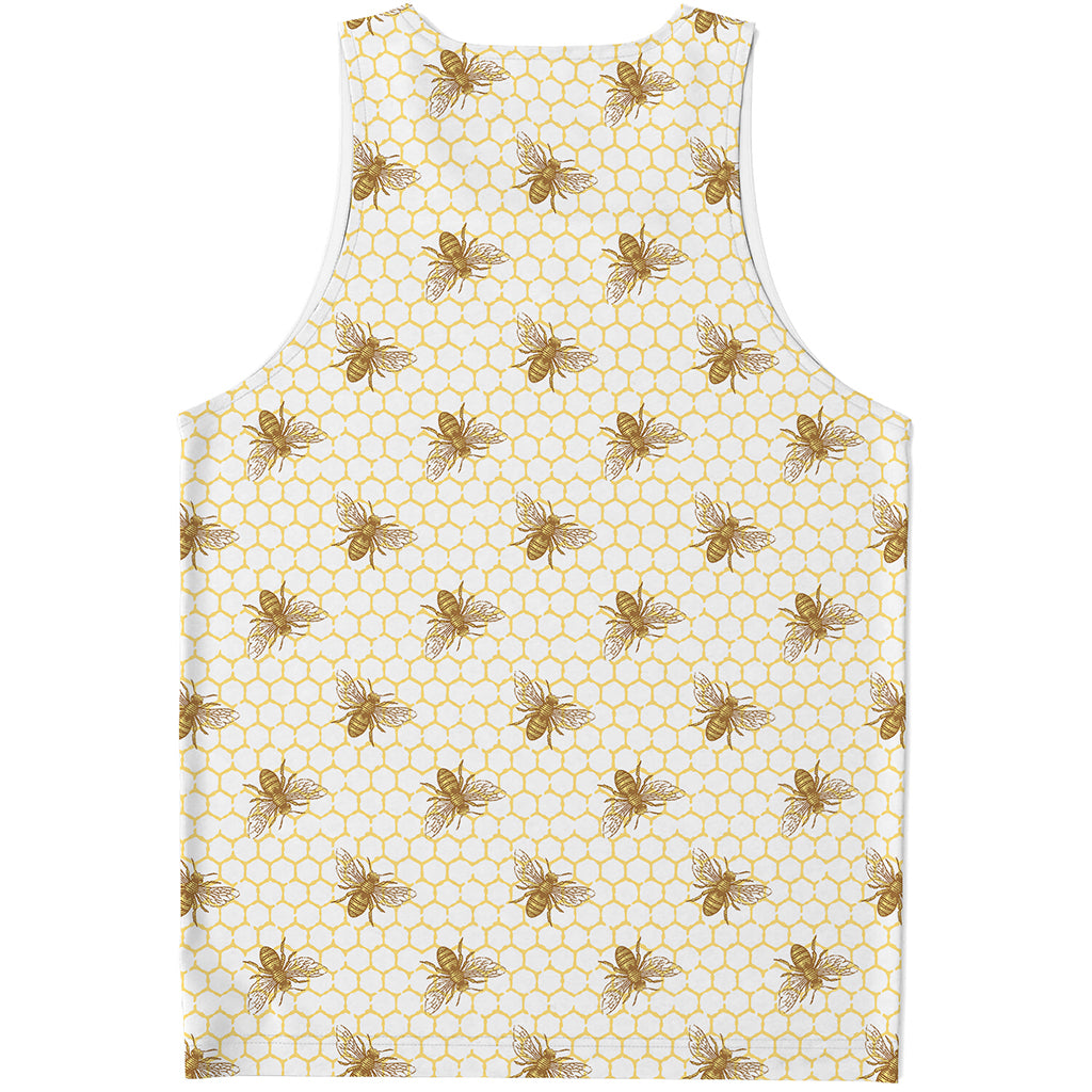 Honey Bee Hive Pattern Print Men's Tank Top