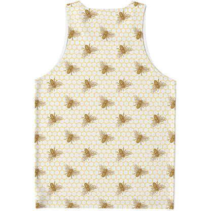Honey Bee Hive Pattern Print Men's Tank Top