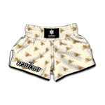 Honey Bee Hive Pattern Print Muay Thai Boxing Shorts