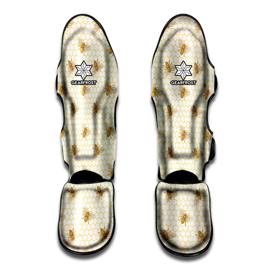 Honey Bee Hive Pattern Print Muay Thai Shin Guard