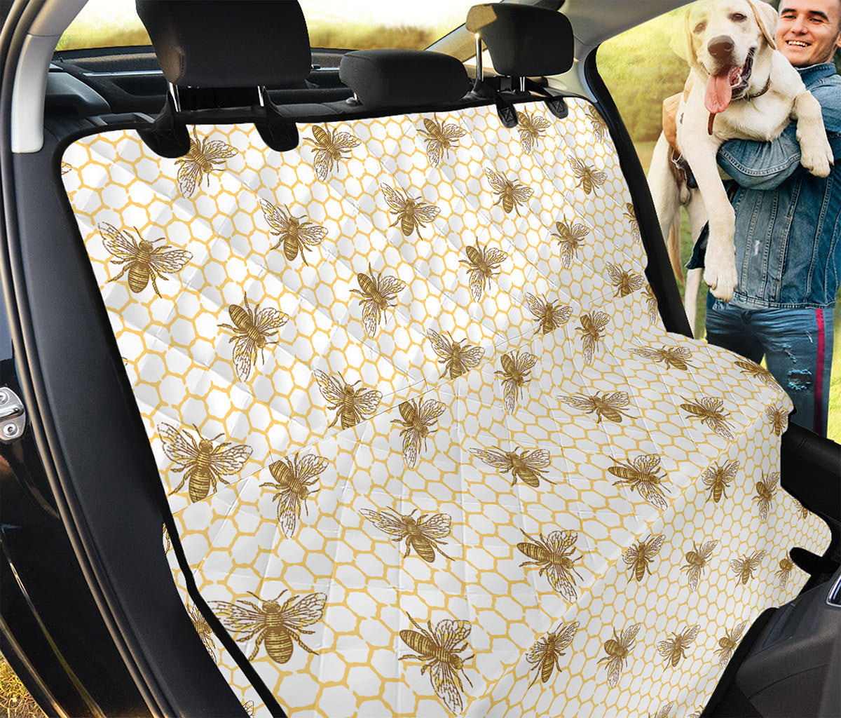 Honey Bee Hive Pattern Print Pet Car Back Seat Cover