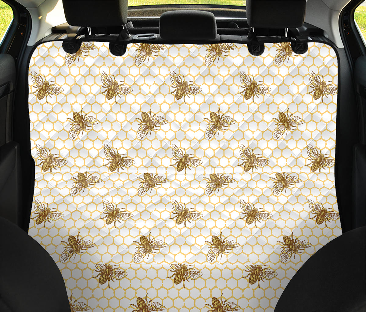 Honey Bee Hive Pattern Print Pet Car Back Seat Cover