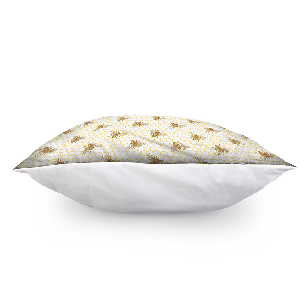 Honey Bee Hive Pattern Print Pillow Cover