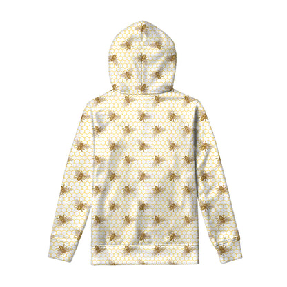 Honey Bee Hive Pattern Print Pullover Hoodie