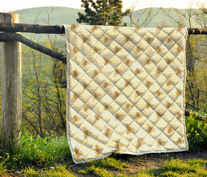 Honey Bee Hive Pattern Print Quilt