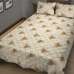 Honey Bee Hive Pattern Print Quilt Bed Set