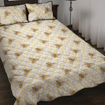 Honey Bee Hive Pattern Print Quilt Bed Set