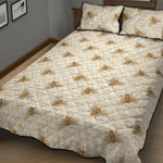 Honey Bee Hive Pattern Print Quilt Bed Set
