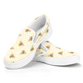 Honey Bee Hive Pattern Print White Slip On Sneakers