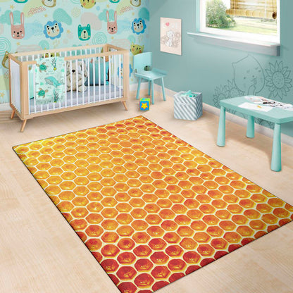 Honey Bee Hive Print Area Rug
