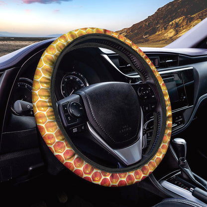Honey Bee Hive Print Car Steering Wheel Cover