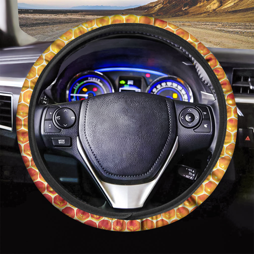 Honey Bee Hive Print Car Steering Wheel Cover