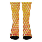 Honey Bee Hive Print Crew Socks