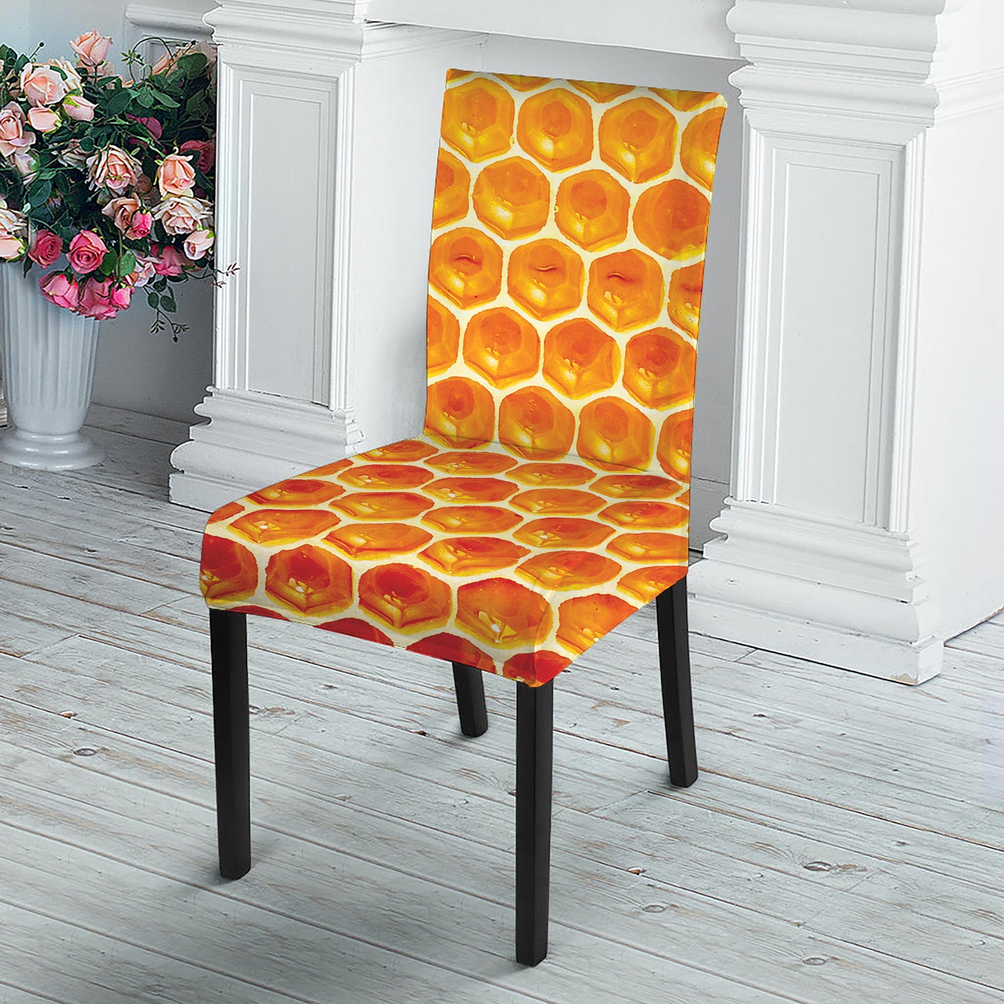 Honey Bee Hive Print Dining Chair Slipcover