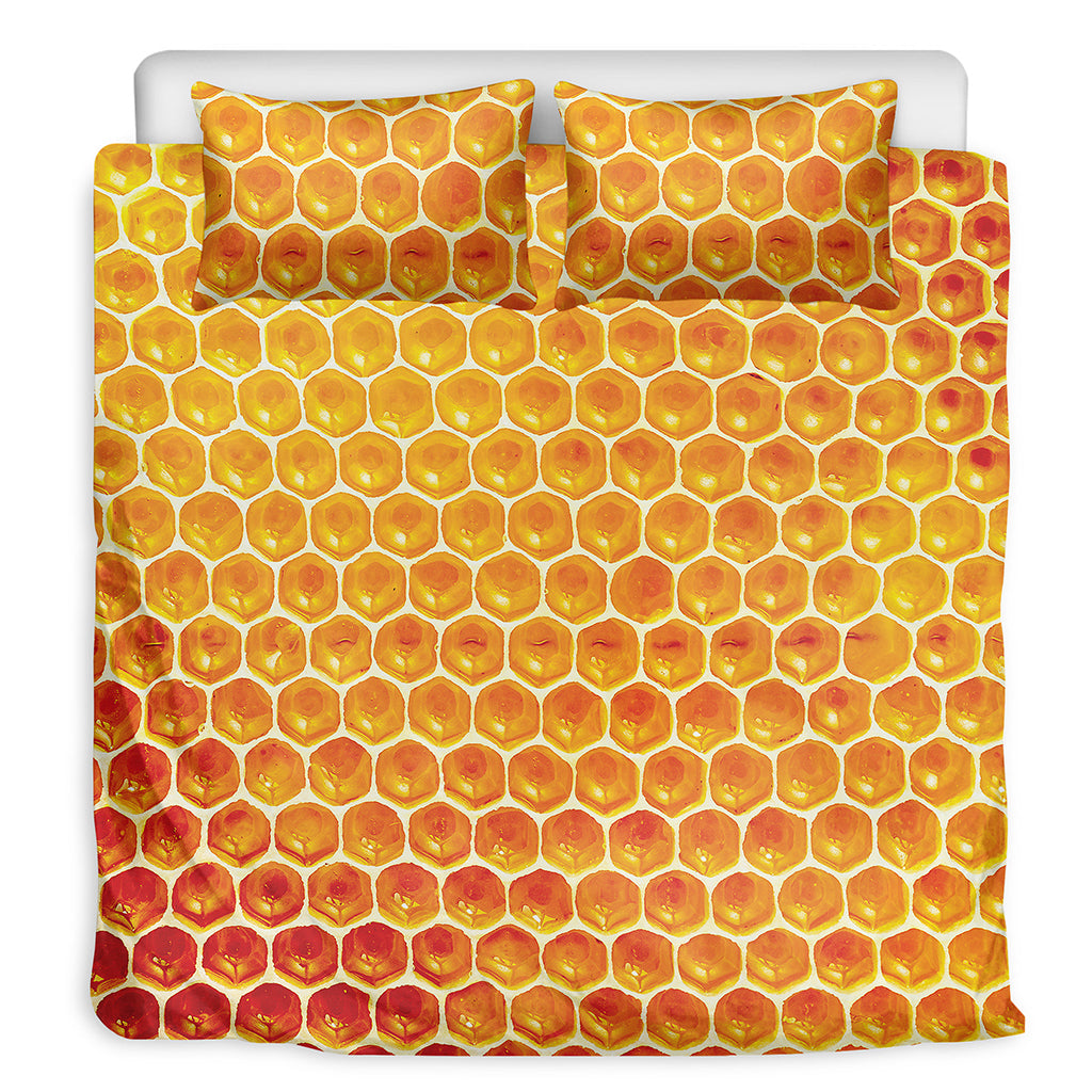Honey Bee Hive Print Duvet Cover Bedding Set