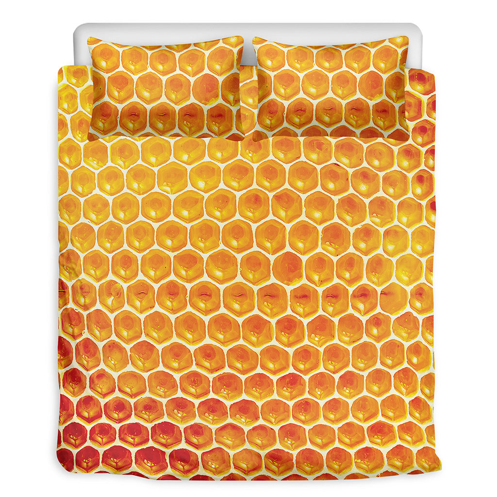 Honey Bee Hive Print Duvet Cover Bedding Set