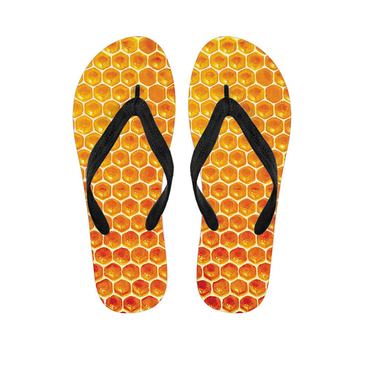 Honey Bee Hive Print Flip Flops