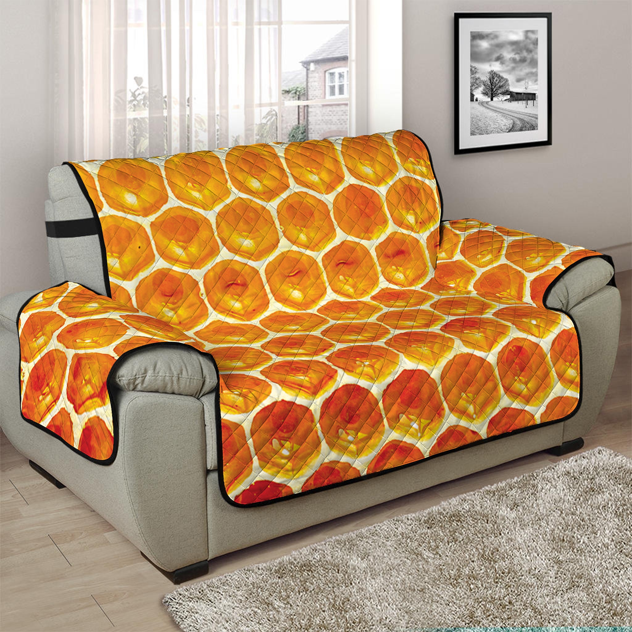 Honey Bee Hive Print Half Sofa Protector