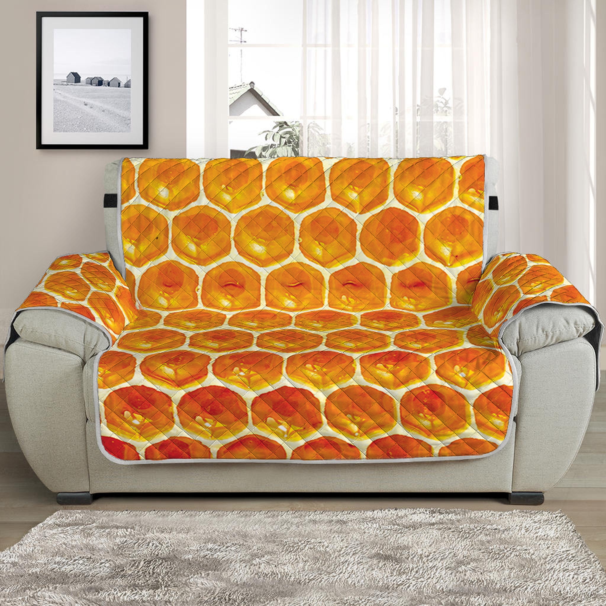 Honey Bee Hive Print Half Sofa Protector