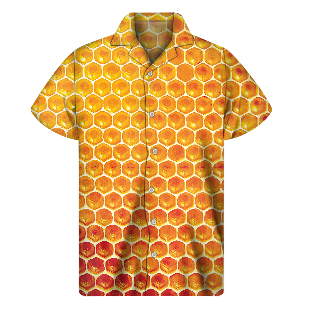 Honey Bee Hive Print Men's Short Sleeve Shirt