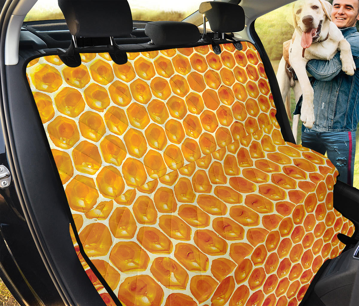 Honey Bee Hive Print Pet Car Back Seat Cover