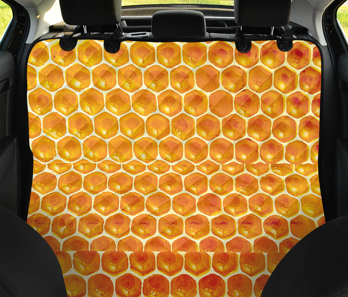 Honey Bee Hive Print Pet Car Back Seat Cover