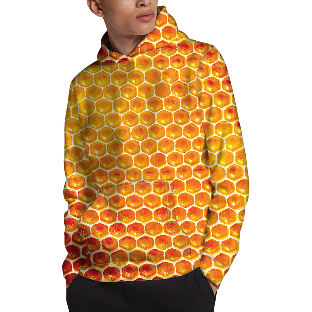 Honey Bee Hive Print Pullover Hoodie