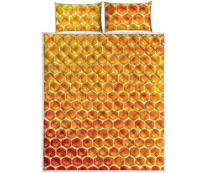 Honey Bee Hive Print Quilt Bed Set