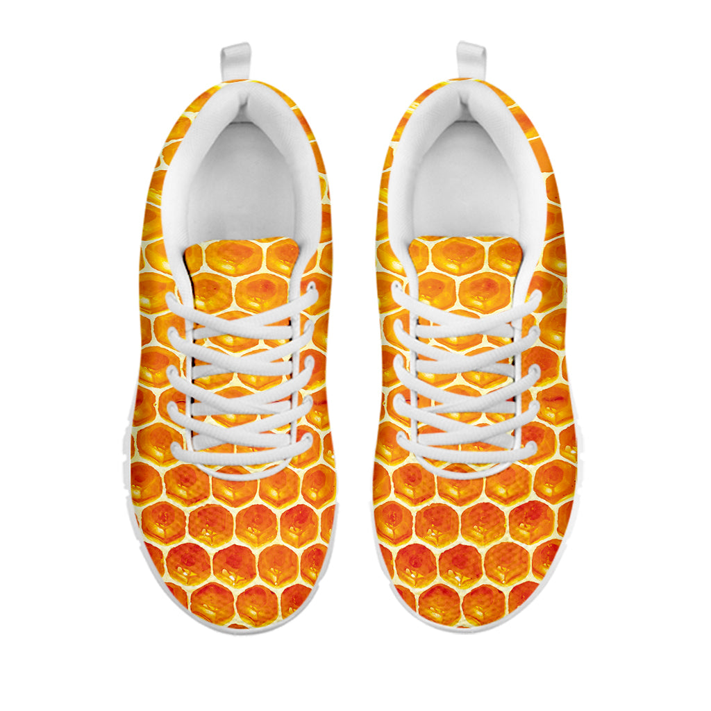Honey Bee Hive Print White Sneakers