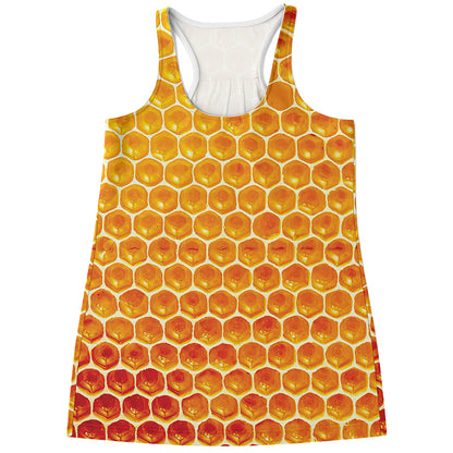 Honey Bee Hive Print Women's Racerback Tank Top