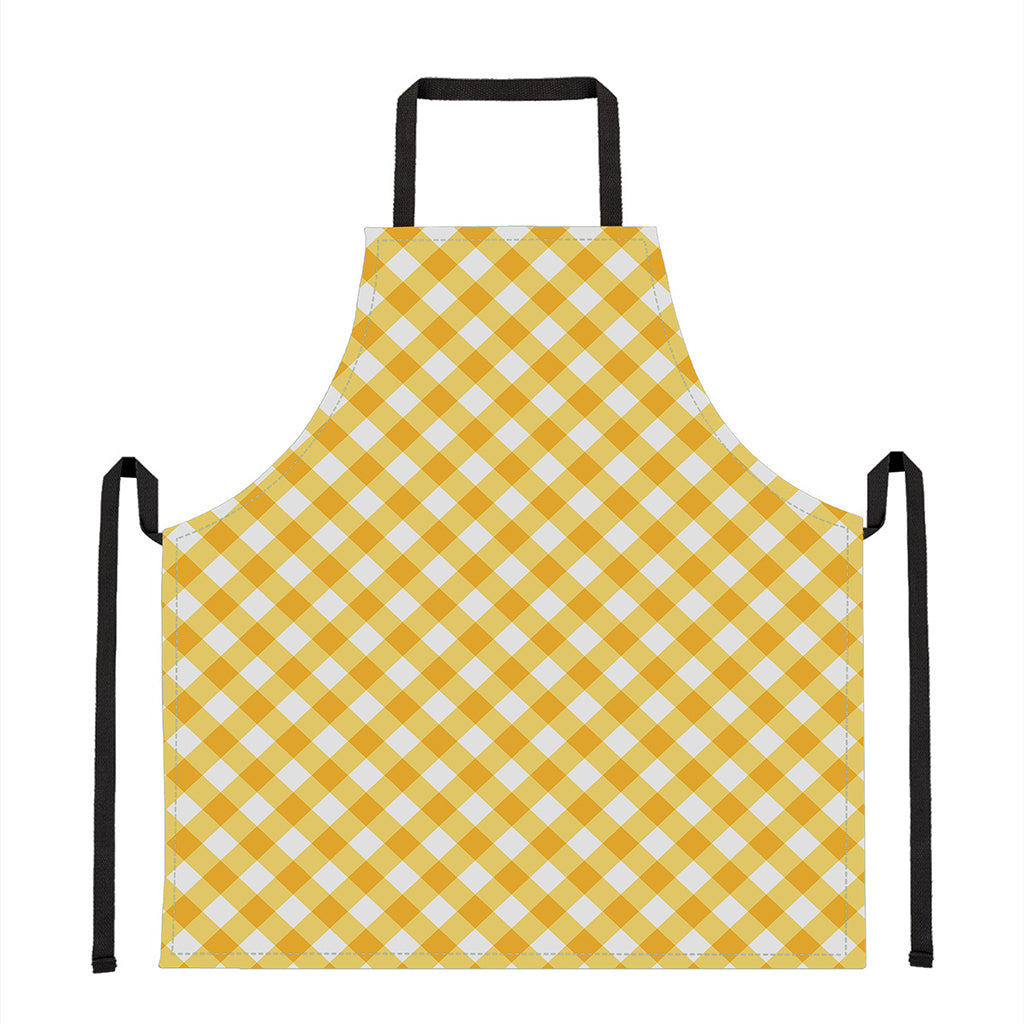 Honey Yellow And White Gingham Print Apron