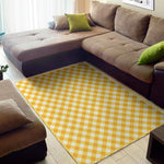 Honey Yellow And White Gingham Print Area Rug