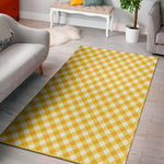 Honey Yellow And White Gingham Print Area Rug