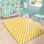 Honey Yellow And White Gingham Print Area Rug