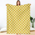 Honey Yellow And White Gingham Print Blanket
