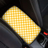 Honey Yellow And White Gingham Print Car Center Console Cover