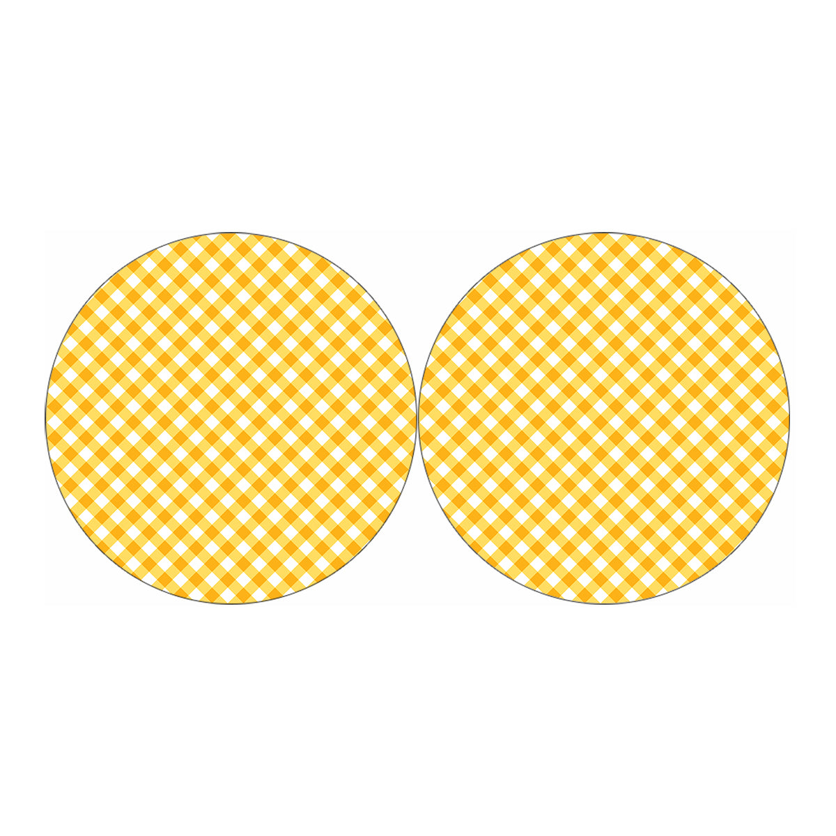 Honey Yellow And White Gingham Print Car Coasters