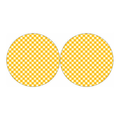 Honey Yellow And White Gingham Print Car Coasters