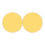 Honey Yellow And White Gingham Print Car Coasters