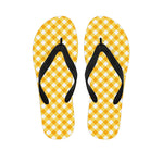 Honey Yellow And White Gingham Print Flip Flops