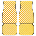 Honey Yellow And White Gingham Print Front and Back Car Floor Mats