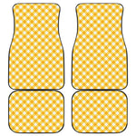 Honey Yellow And White Gingham Print Front and Back Car Floor Mats