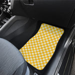 Honey Yellow And White Gingham Print Front and Back Car Floor Mats