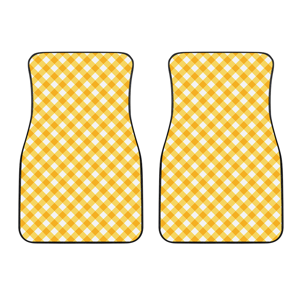 Honey Yellow And White Gingham Print Front Car Floor Mats