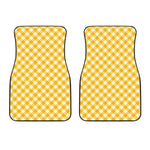 Honey Yellow And White Gingham Print Front Car Floor Mats