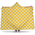 Honey Yellow And White Gingham Print Hooded Blanket